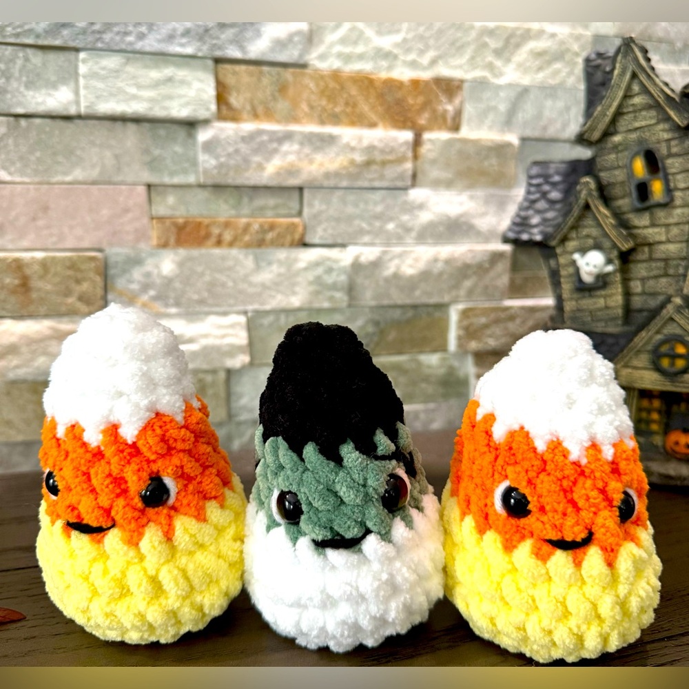 Crocheted candy corn 
Halloween 
Fall